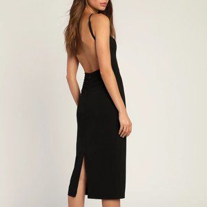 NWT Lulus Gorgeous Evening Black Backless Halter Midi Dress